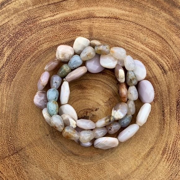 Natural Gray White Multicolored Labradorite, Agate, & Opal Gemstone Bracelets - Picture 3 of 10